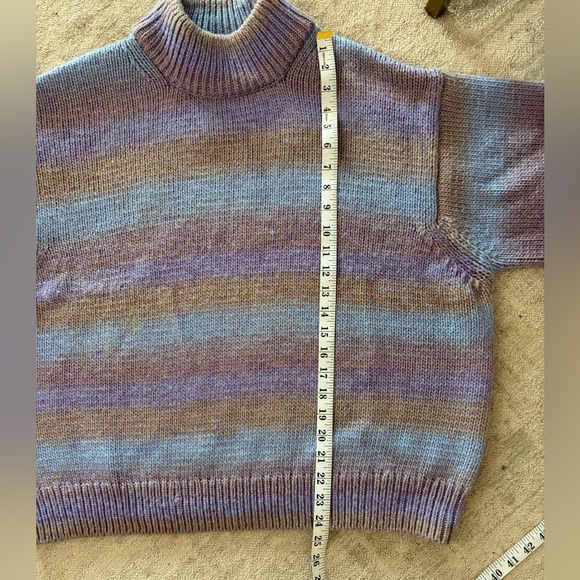 NEW COS Striped Wool Knit Purple Ombré Chunky Mock neck Oversized Sweater Medium - Picture 10 of 12